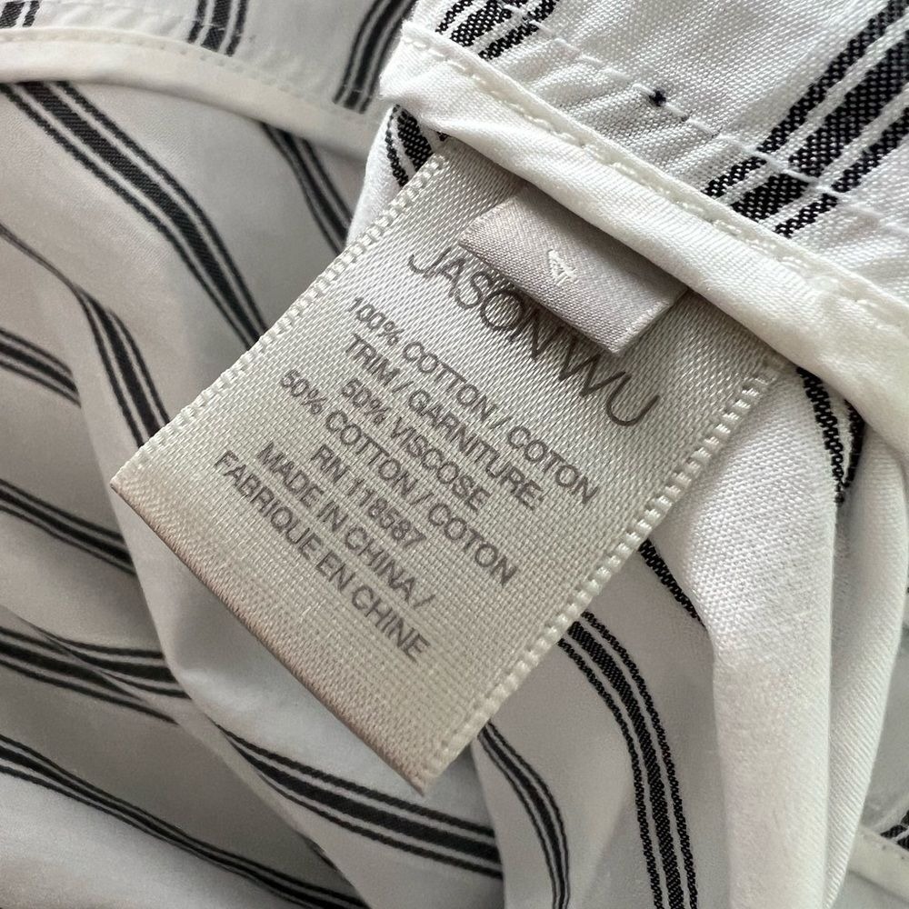 Jason Wu Striped Twisted Bodice Midi Dress White Black Size 4 - Picture 6 of 16